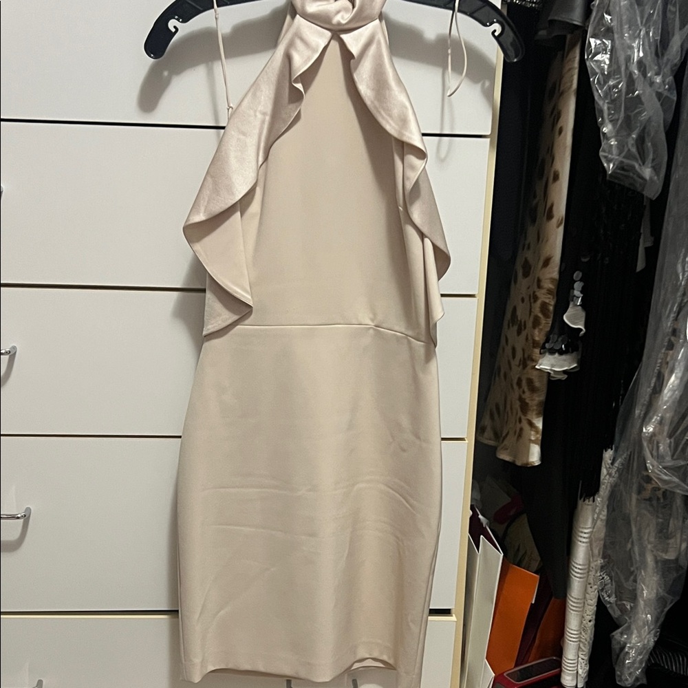 Alice + Olivia Elegant Cream Halter Dress